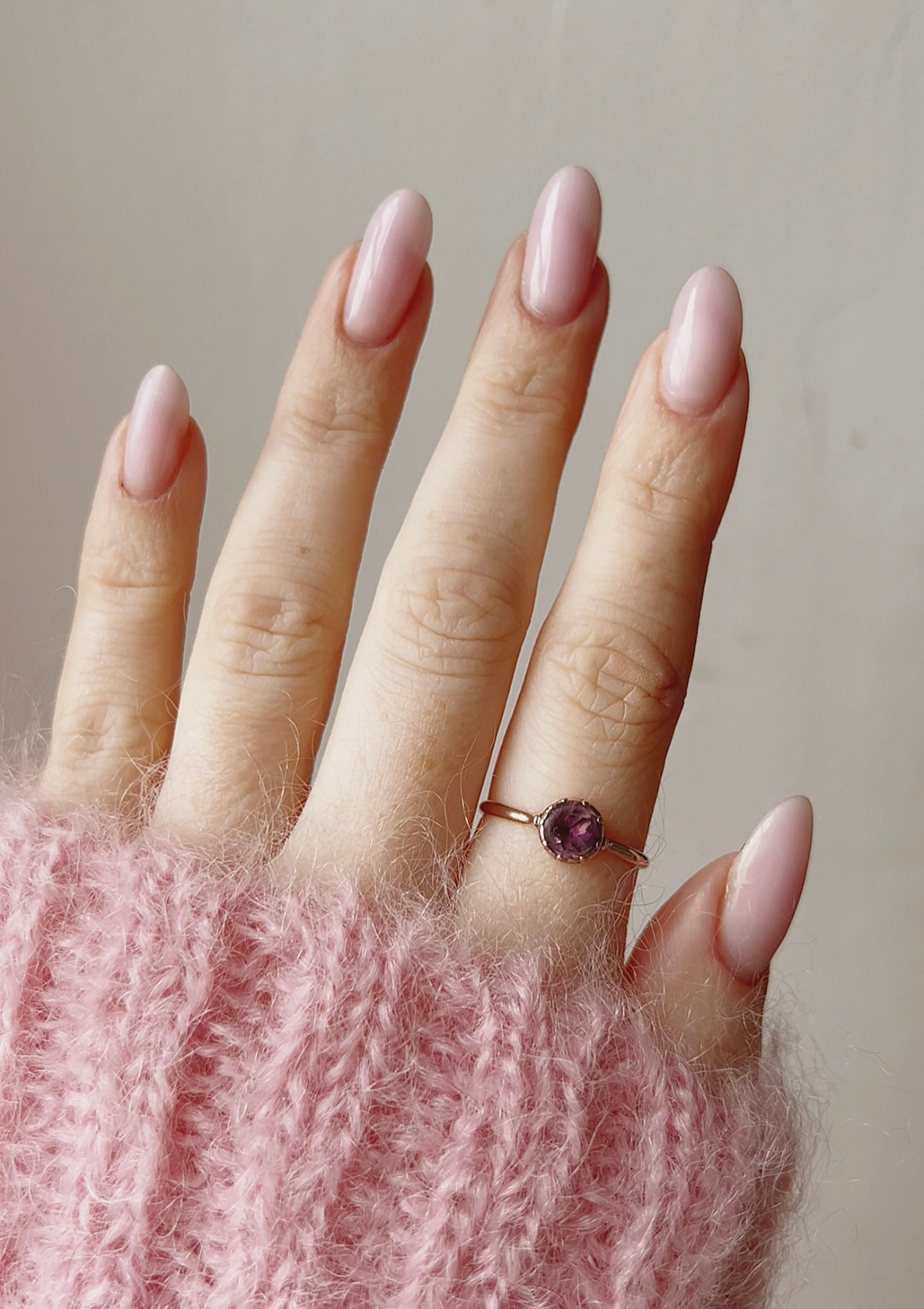 Wonderful Georgian Gold Foil back Pink Paste Single Stone Ring