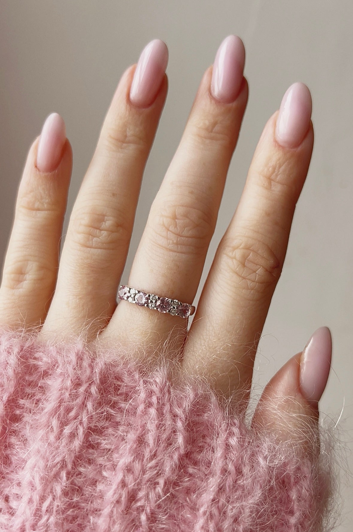 Gorgeous Modern 18ct White Gold Pink Sapphire and Diamond Eternity Ring