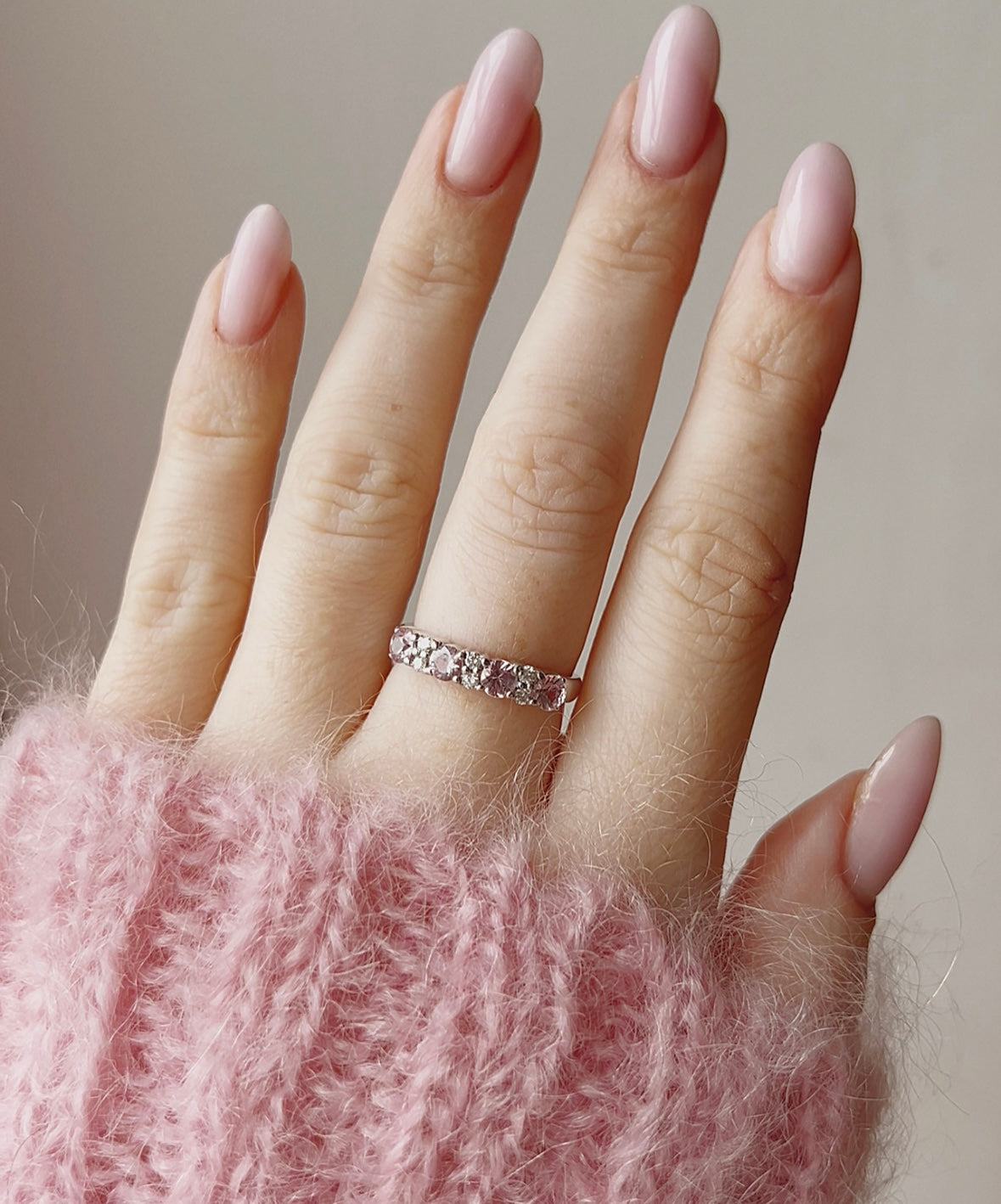 Gorgeous Modern 18ct White Gold Pink Sapphire and Diamond Eternity Ring