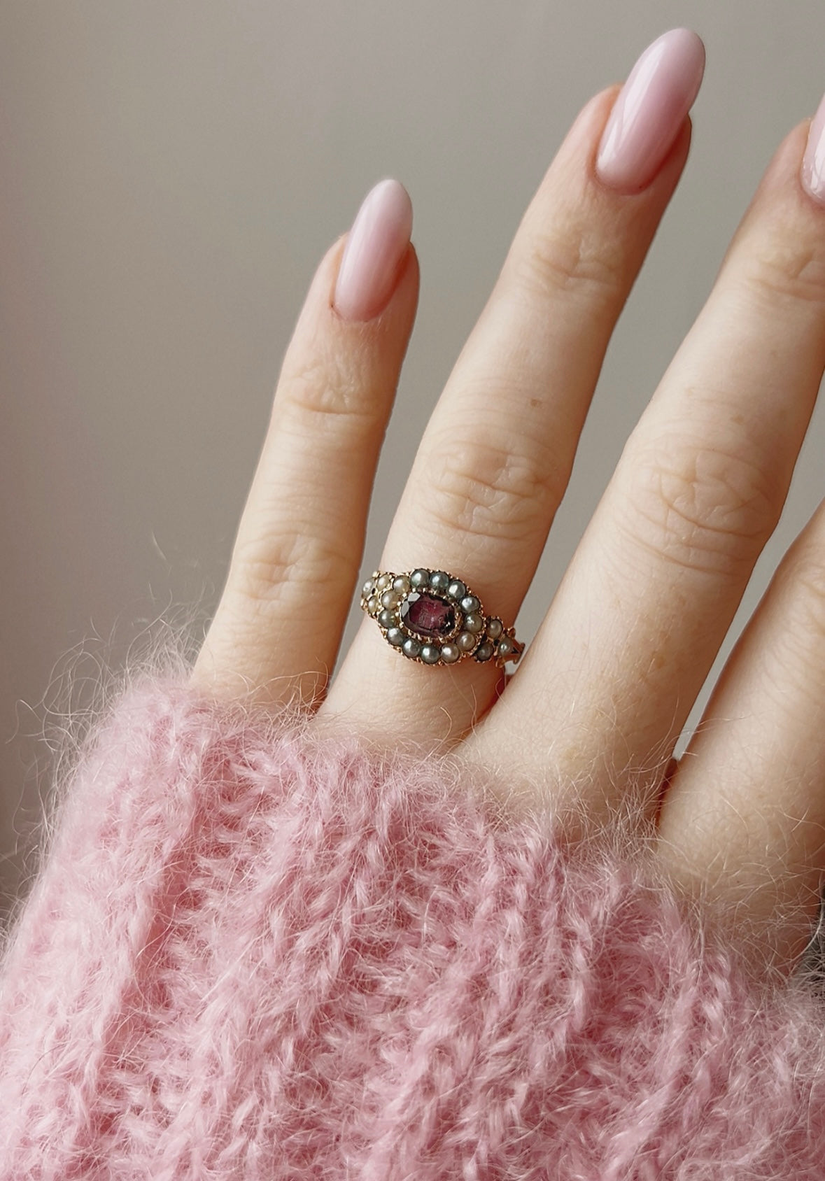 Gorgeous 20th Century Foil-backed Gem and Split Pearl Ring