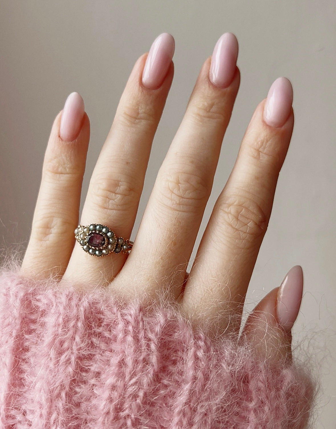 Gorgeous 20th Century Foil-backed Gem and Split Pearl Ring