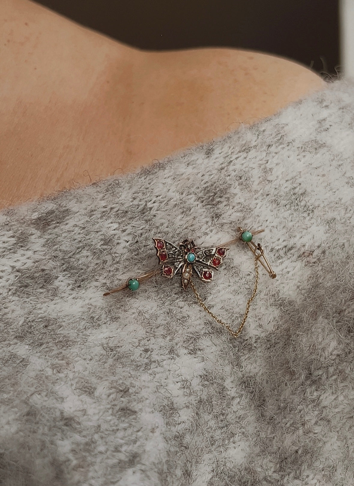 Wonderful Early 20th Century Gem-Set Butterly Brooch