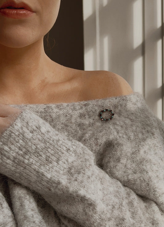 The Sweetest Georgian Garnet and Turquoise Wreath Brooch