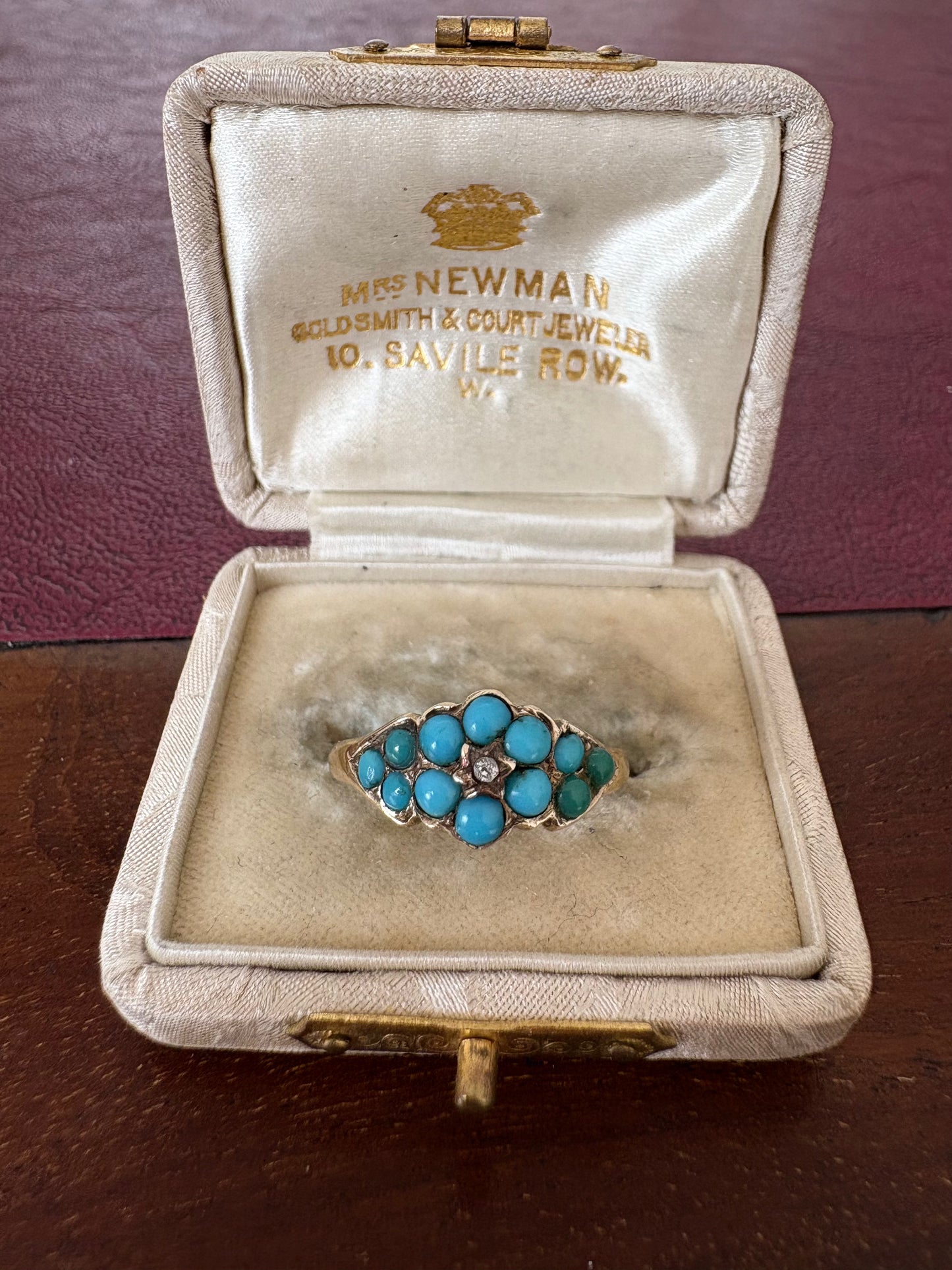Gorgeous Late Victorian Gold, Turquoise and Colourless Paste Ring