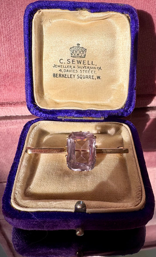 Wonderful 19th Century Amethyst Bar Brooch
