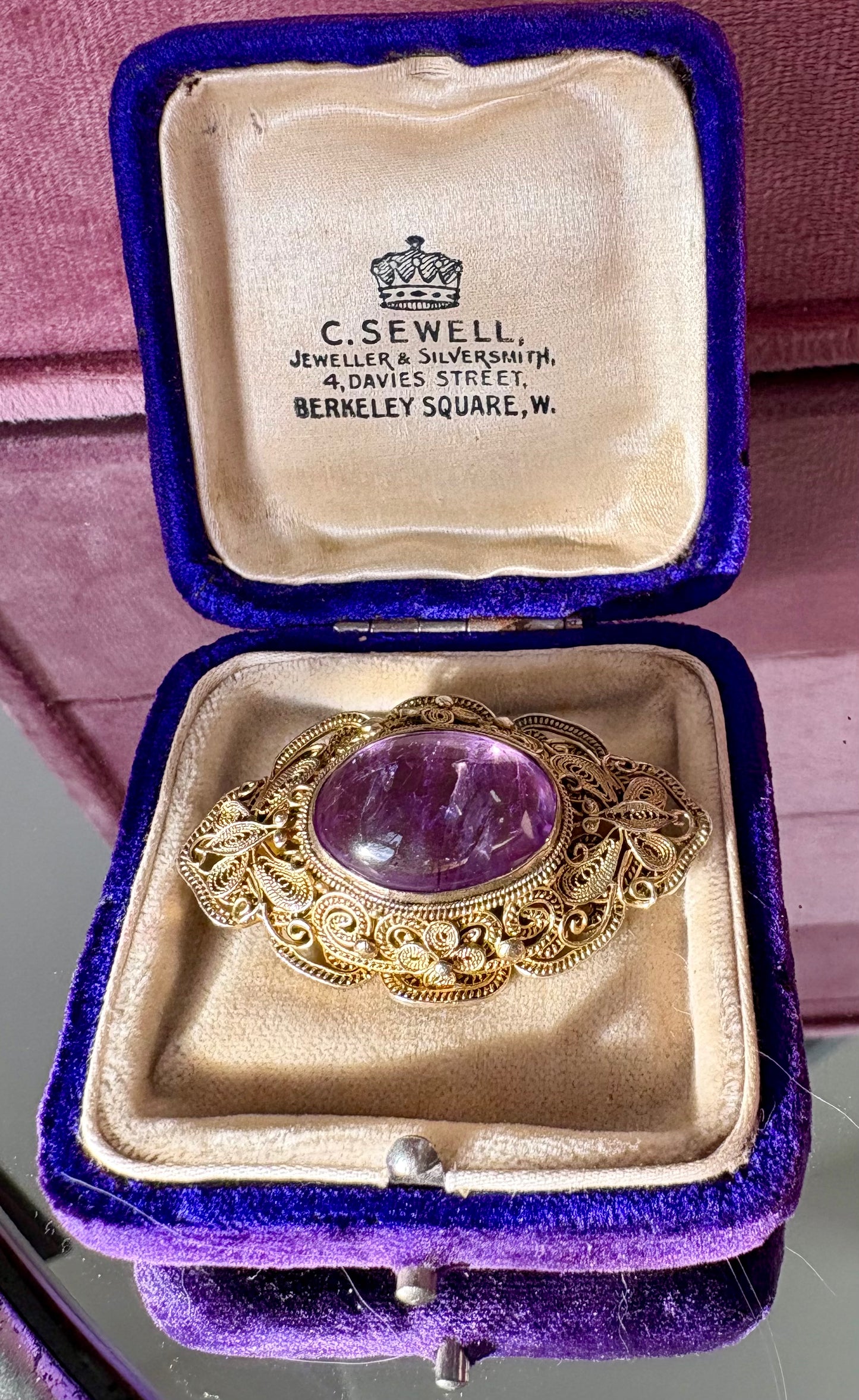 Lovely Amethyst Cannetille Brooch