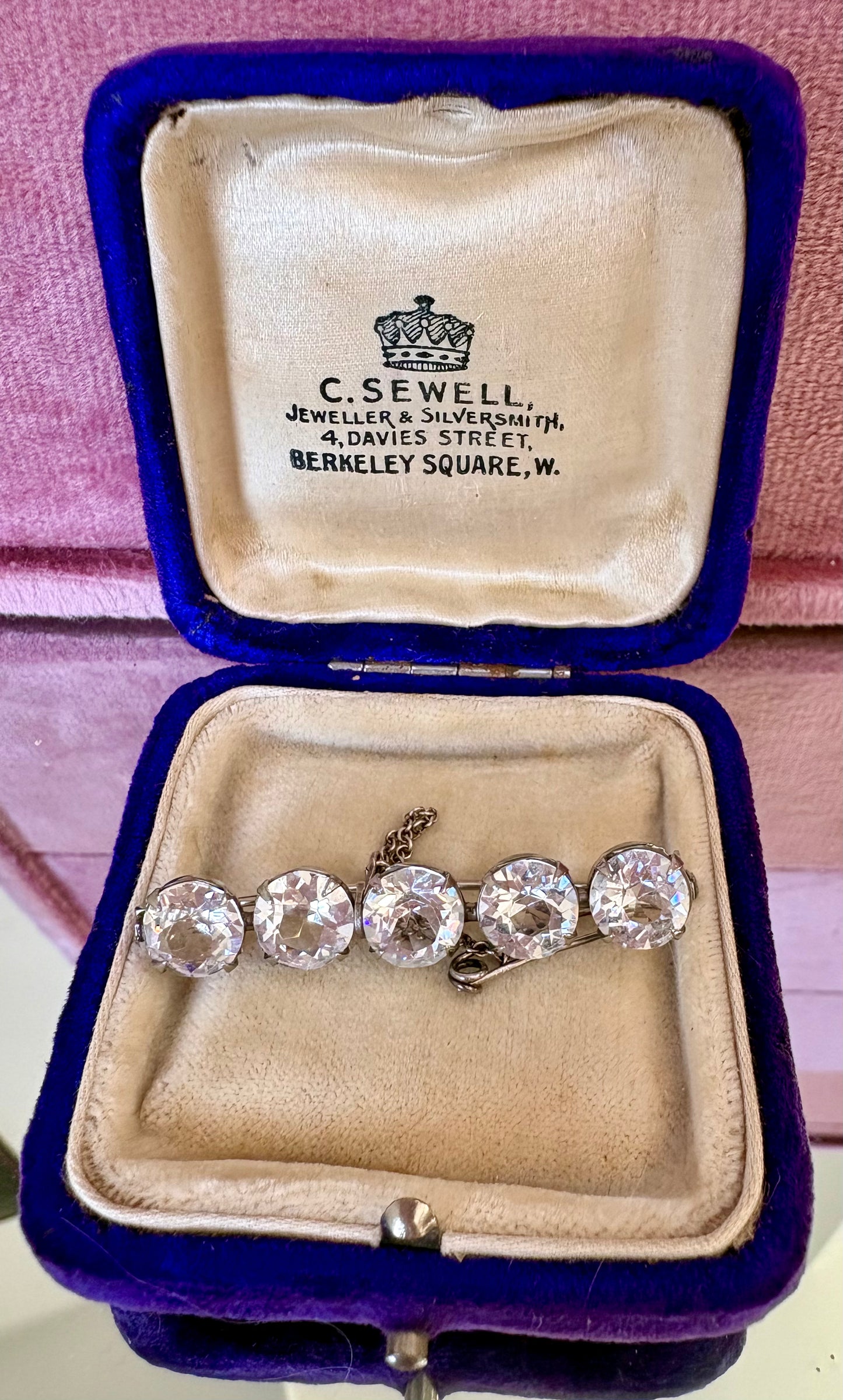 Wonderful 20th Century Clear Paste Brooch with Safety Pin