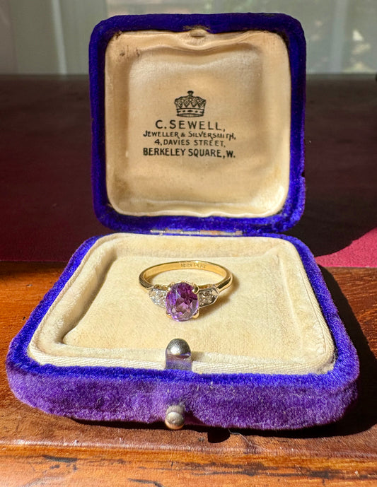 Lovely Vintage Amethyst and Diamond Ring