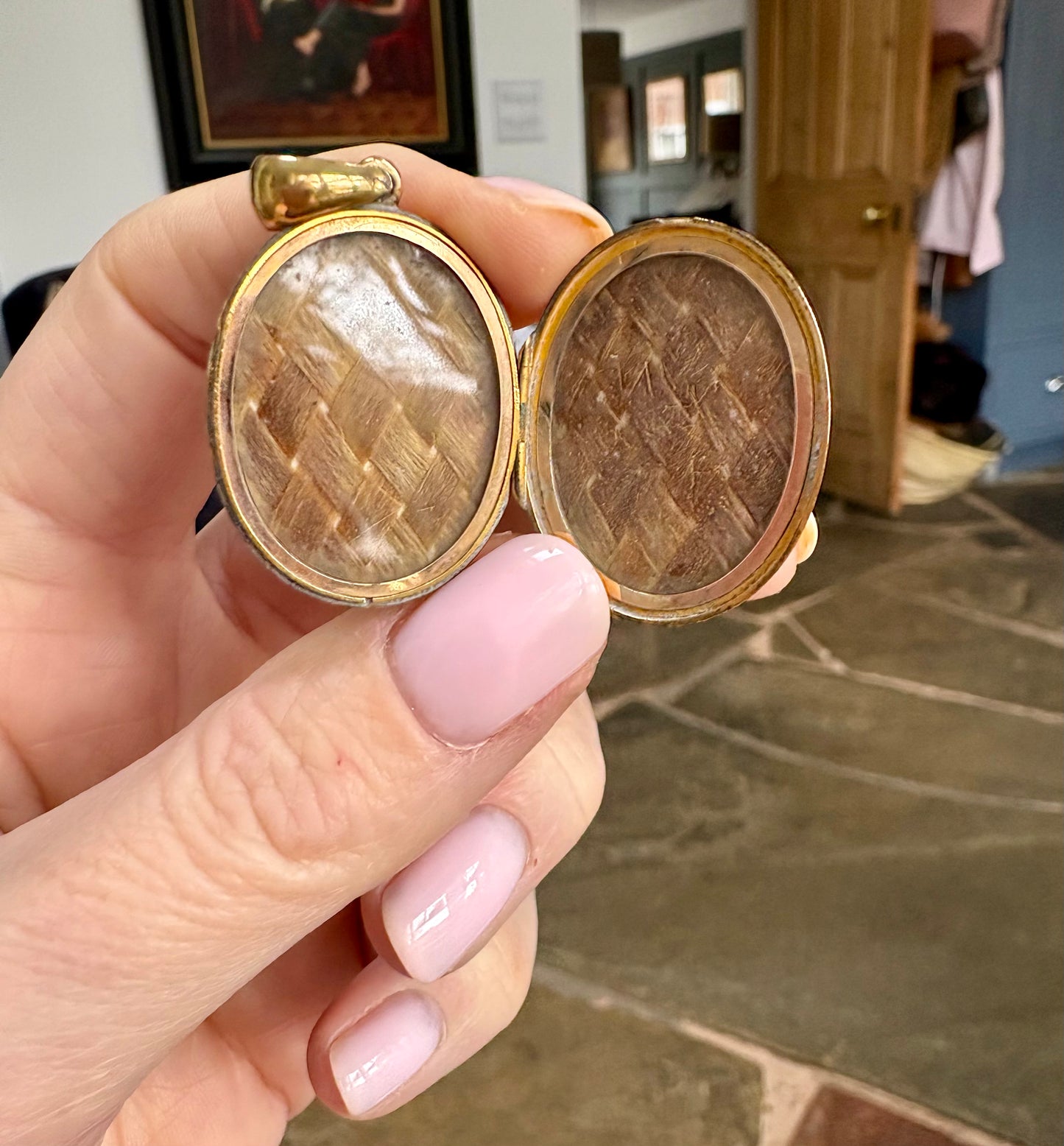 Wonderful Late 19th Century Enamel Hairwork Memorial Locket