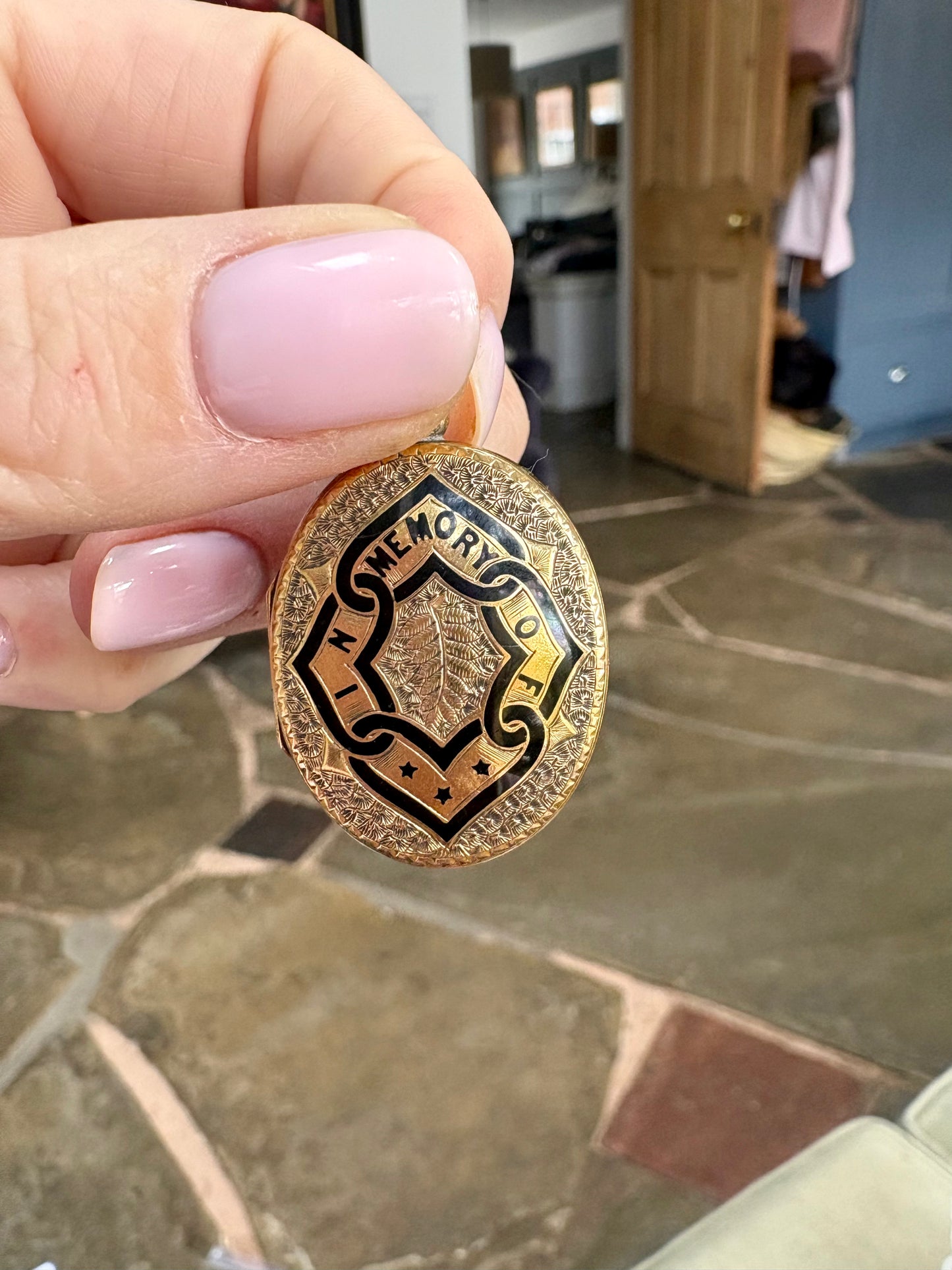 Wonderful Late 19th Century Enamel Hairwork Memorial Locket
