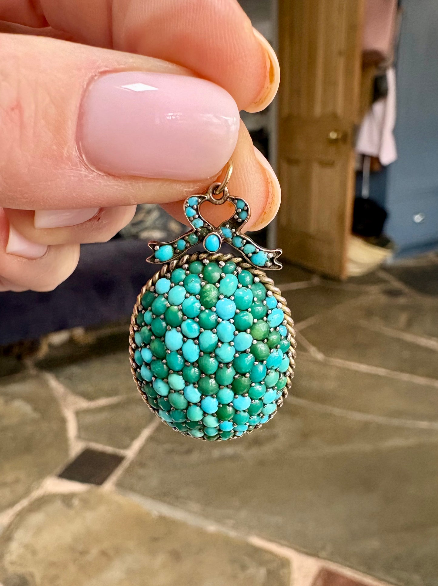 Stunning Late 19th Century Turquoise Locket Pendant