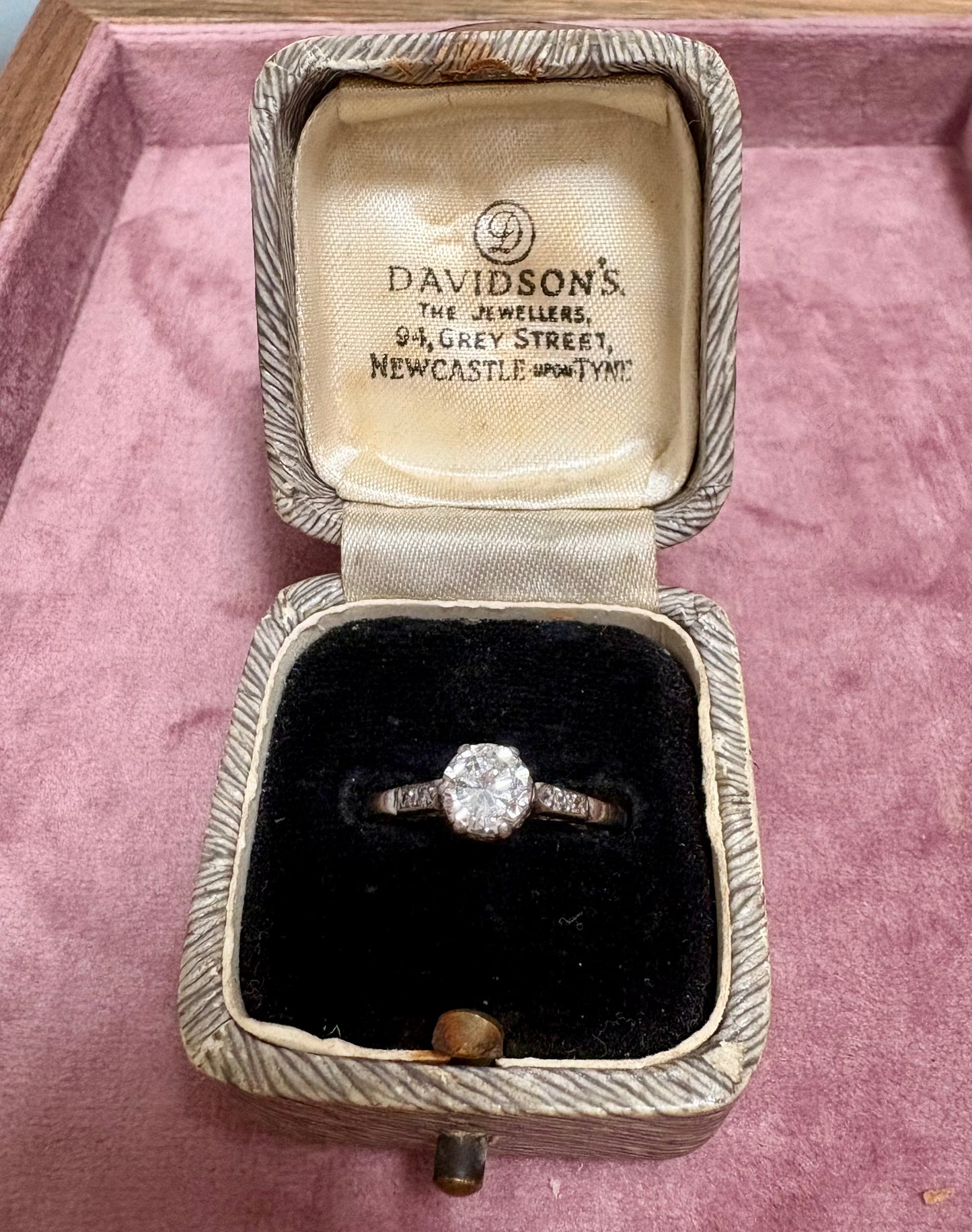 Beautiful Platinum Solitaire Diamond Ring with Diamond Set Shoulders
