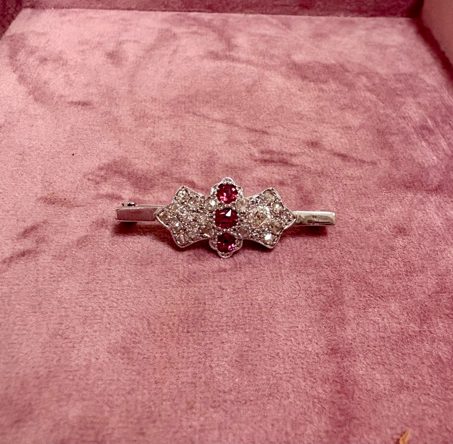 Beautiful Early 20th Century Ruby and Diamond Brooch