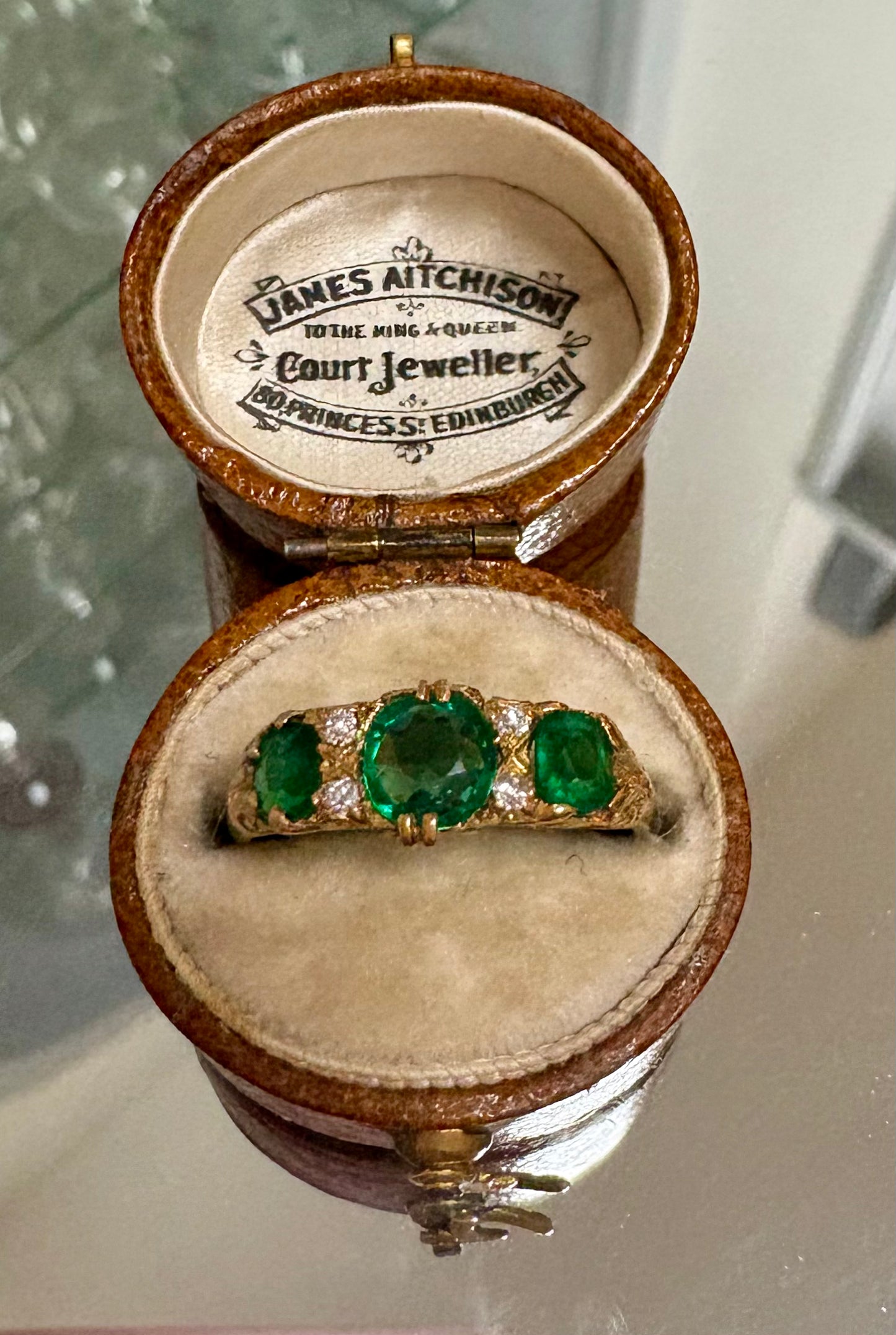 Stunning Early 20th Century Green Garnet Topped Doublet and Diamond Ring