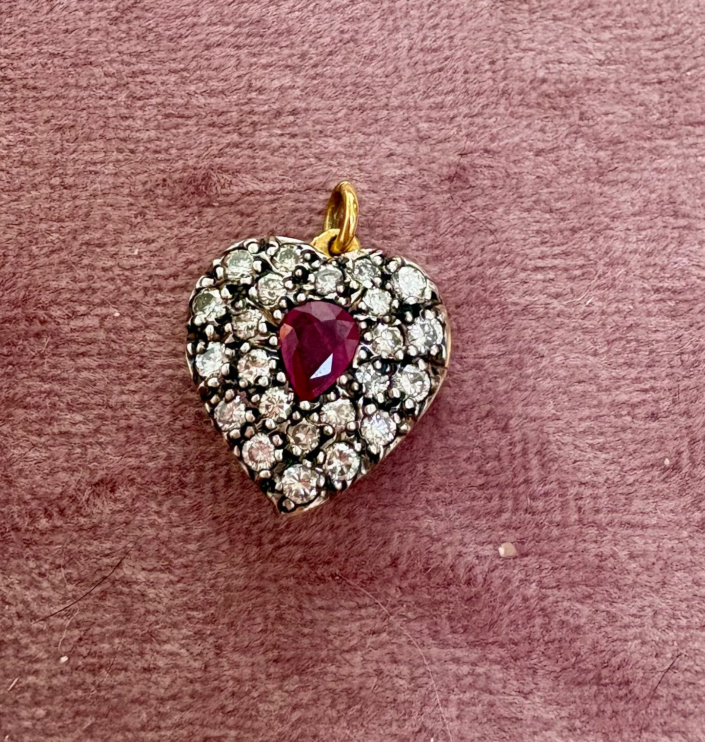 Beautiful Modern Diamond and Ruby Heart Pendant