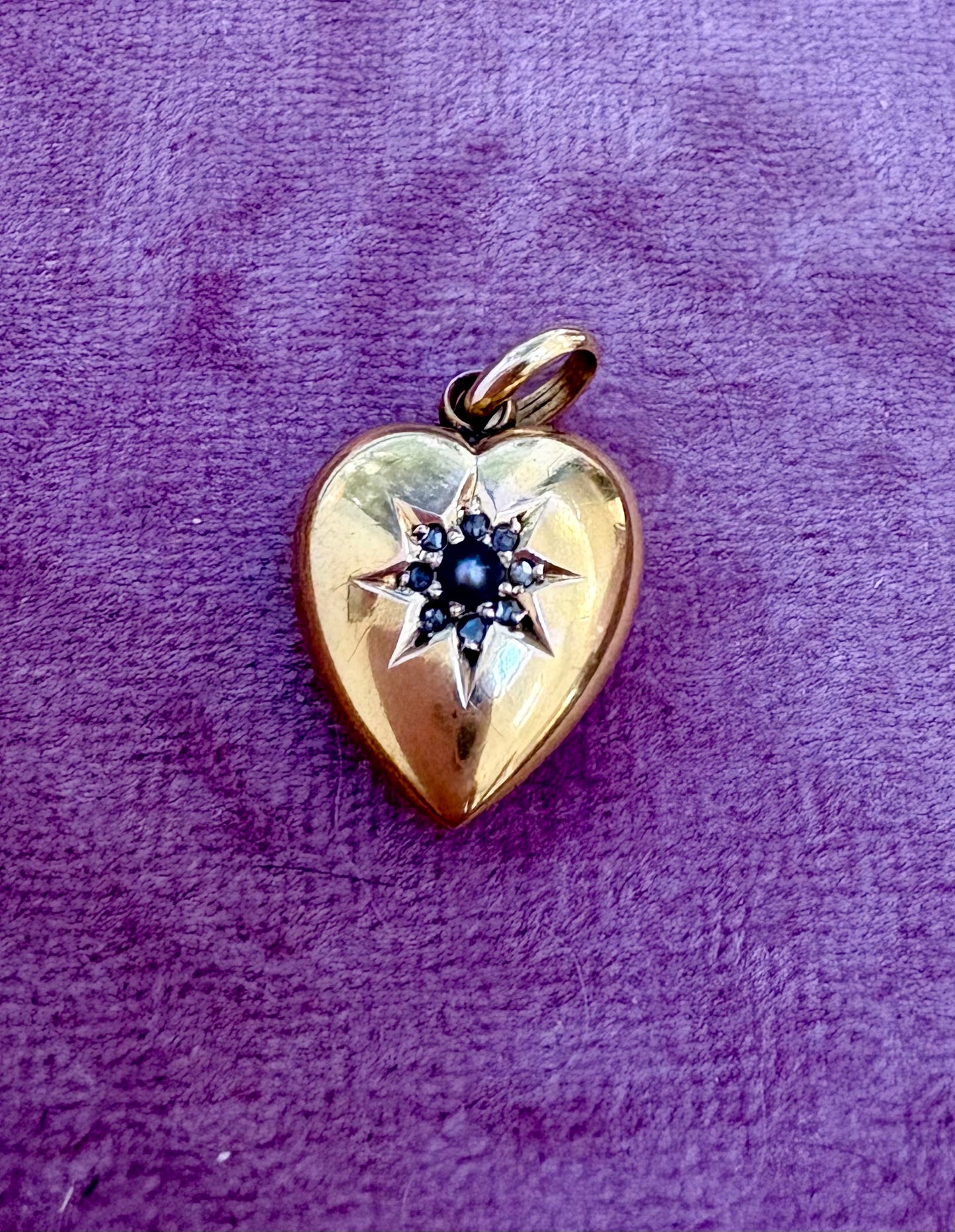 Lovely Victorian 15ct Gold Split Pearl and Diamond Heart Pendant