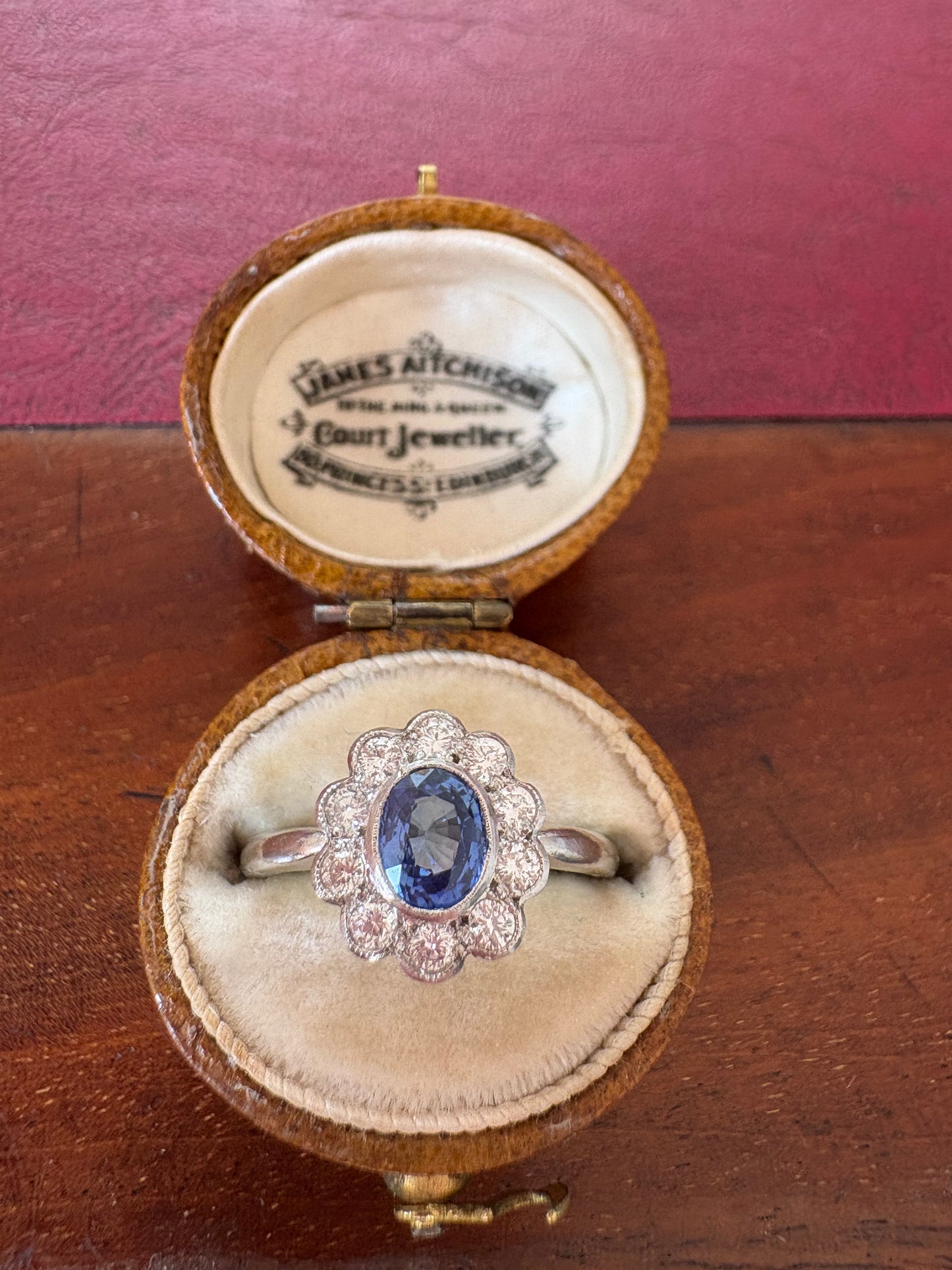 Absolutely Magnificent Platinum, Sapphire and Diamond Cluster Ring