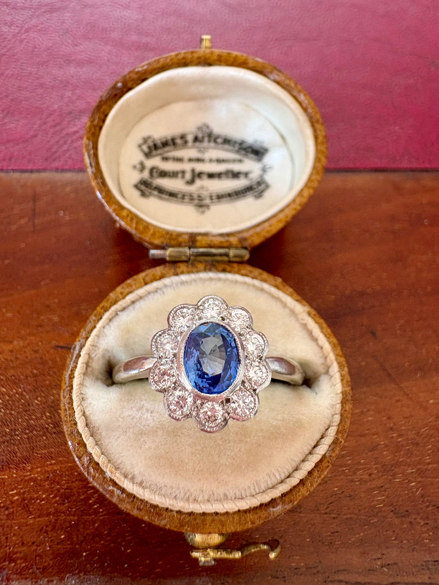 Absolutely Magnificent Platinum, Sapphire and Diamond Cluster Ring