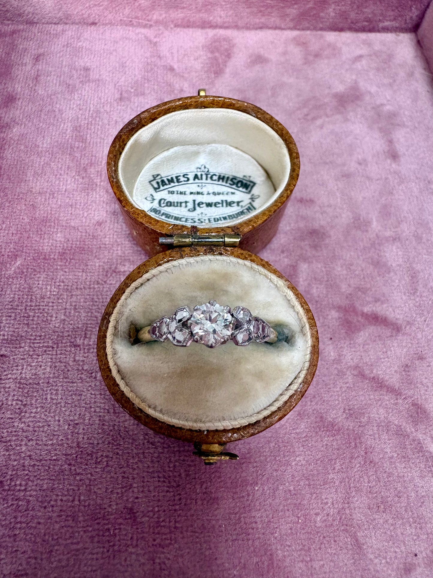 Lovely Mid 20th Century 18ct Gold and Platinum Solitaire Diamond Ring