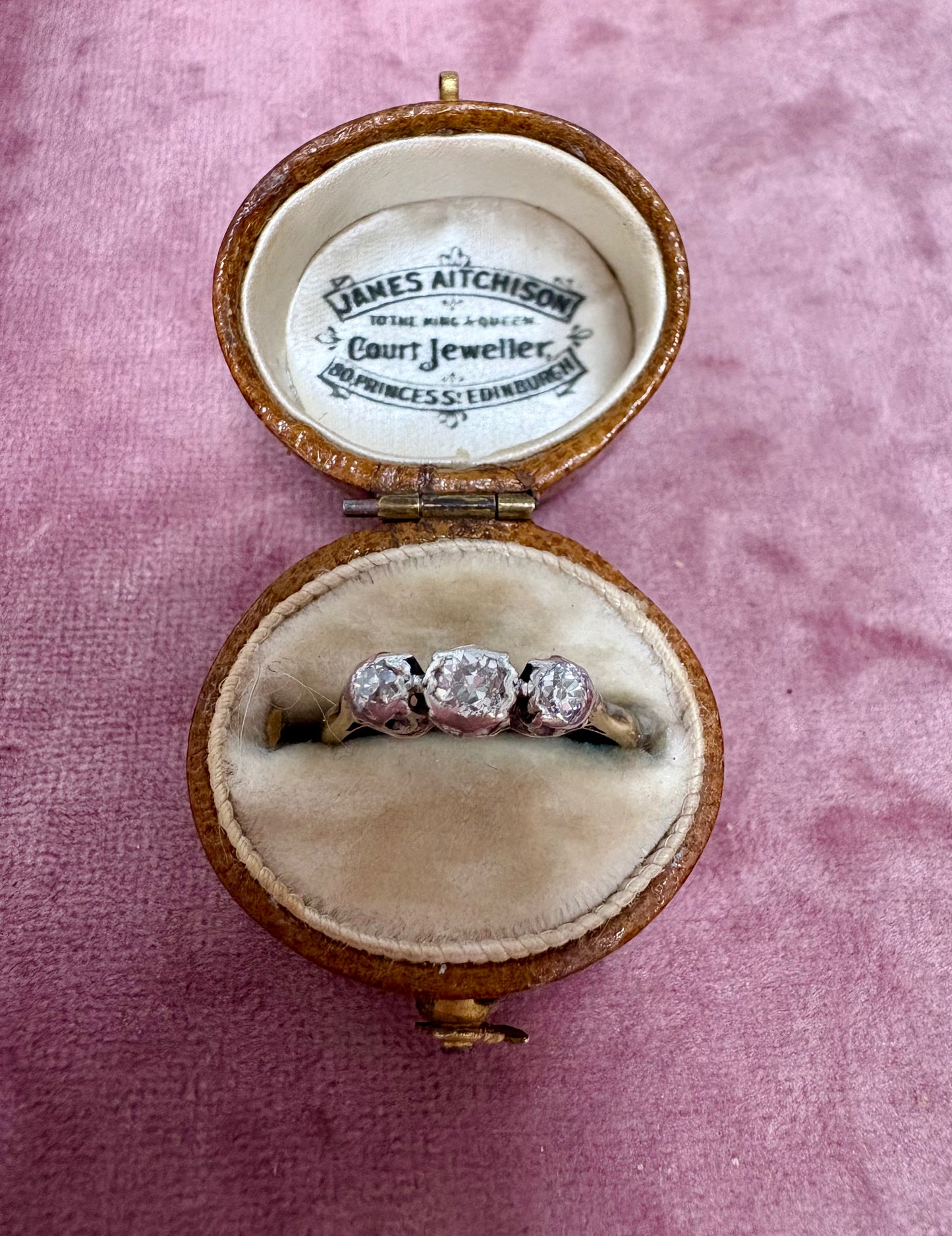 Gorgeous Old-Cut Diamond Three Stone Ring
