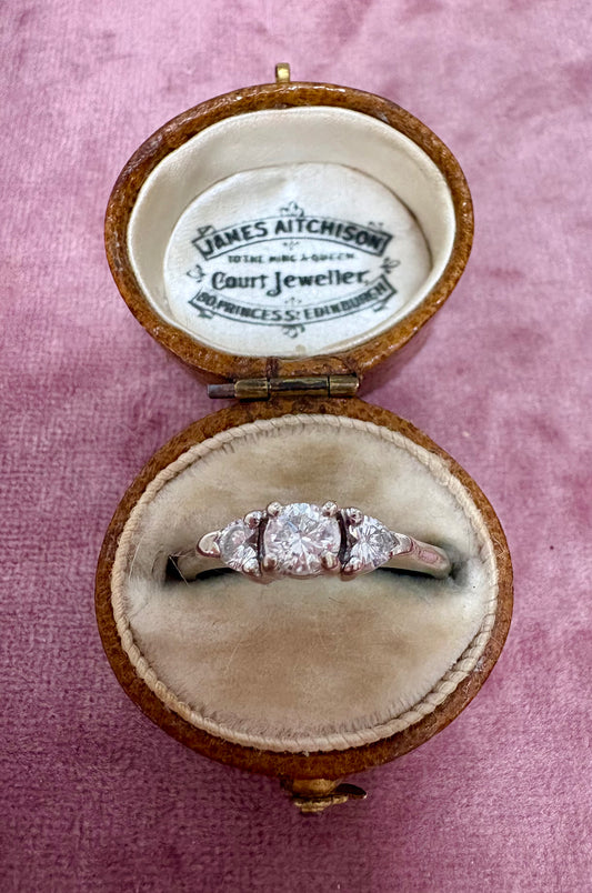 Gorgeous Modern 18ct White Gold Three Stone Diamond Ring