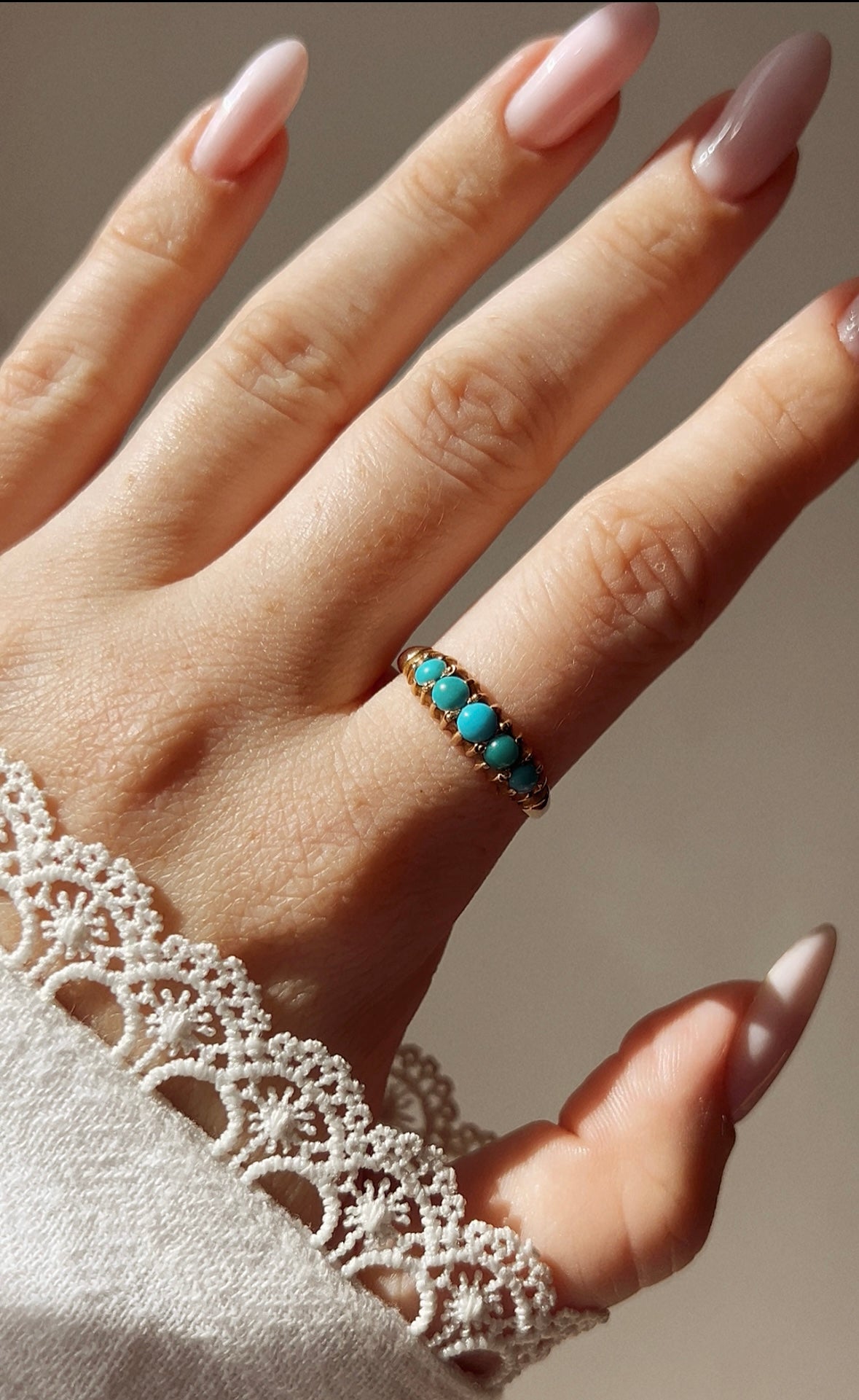 Very Attractive 20th Century Turquoise and Gold Ring