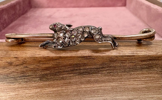 Wonderful Victorian Rose-Cut Diamond Hare Brooch
