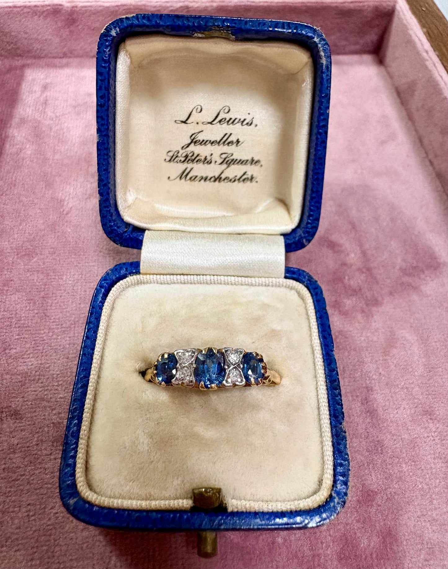 Lovely Early 20th Century 18ct Gold, Blue Sapphire and Diamond Ring