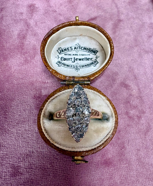 Sublime Antique Old-Cut Diamond Navette Ring