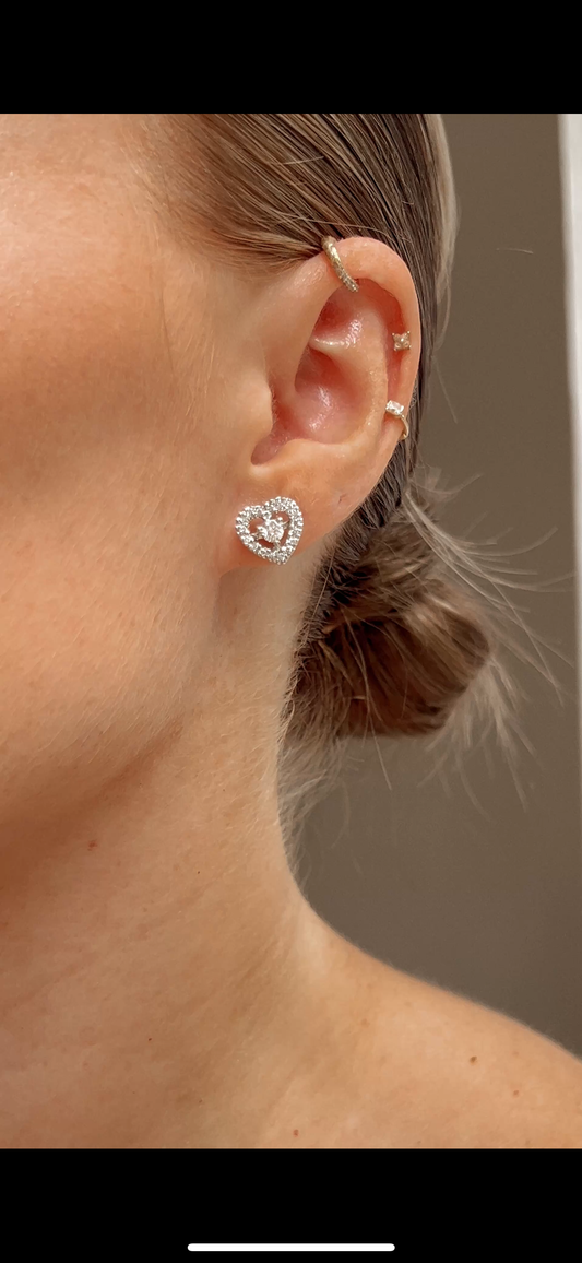 Diamond heart  earrings in 14k white gold