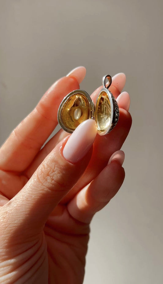 Beautiful Silver, Diamond and Pearl Egg Pendant. Limited Edition by Sarah Faberge