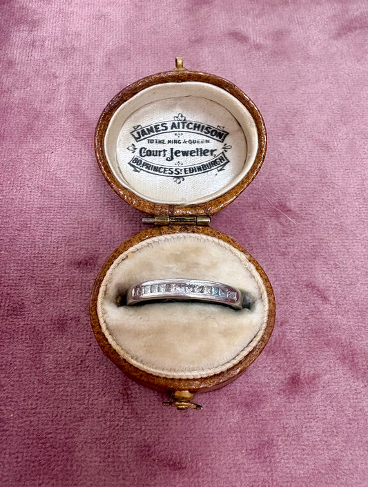 Gorgeous Modern Platinum and Square-Cut Diamond Half Eternity Ring