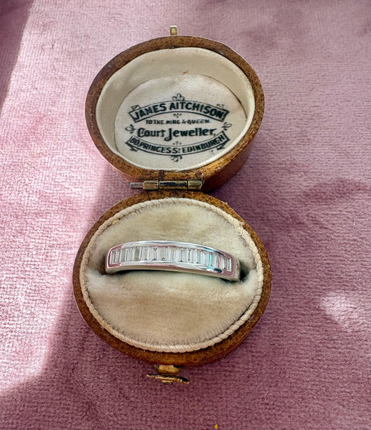 Wonderful Modern 18ct White Gold and Baguette-Cut Diamond Half-Eternity Ring
