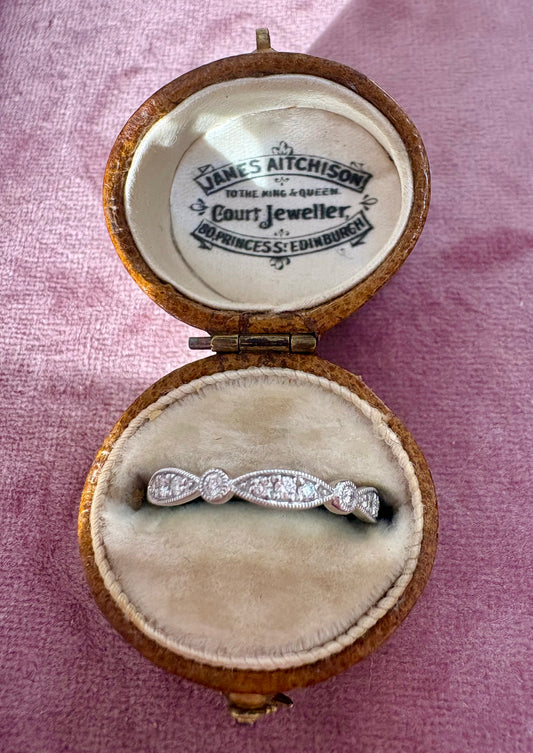 Beautiful Modern Platinum and Diamond Half-Eternity Ring