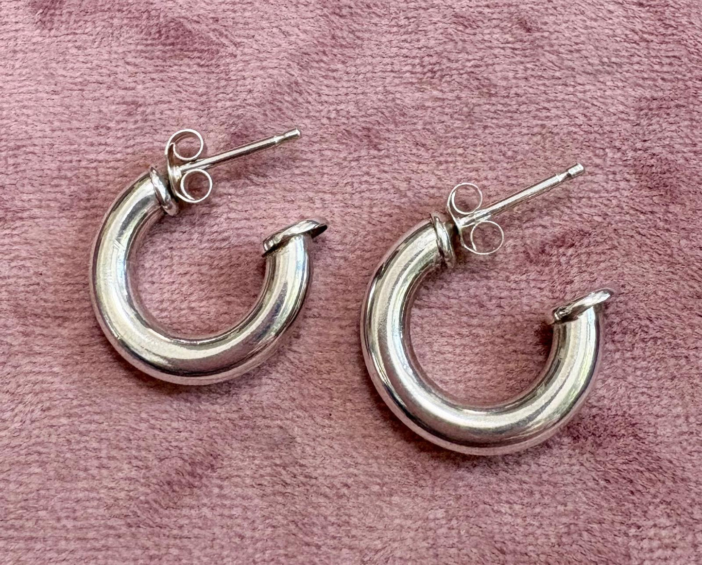 Vintage Sterling Silver Hoops Earrings (with detachable hearts)