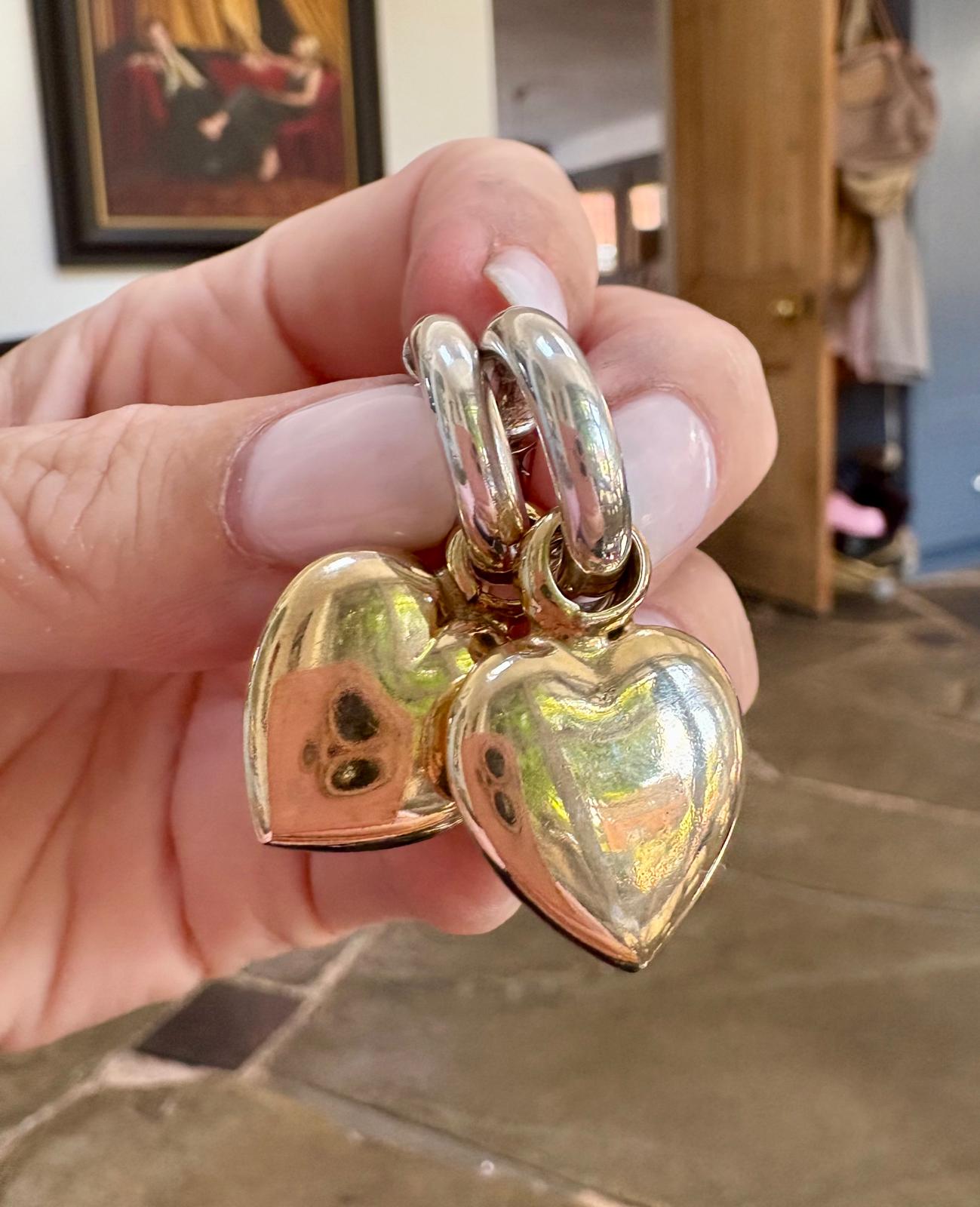 Vintage Sterling Silver Hoops Earrings (with detachable hearts)