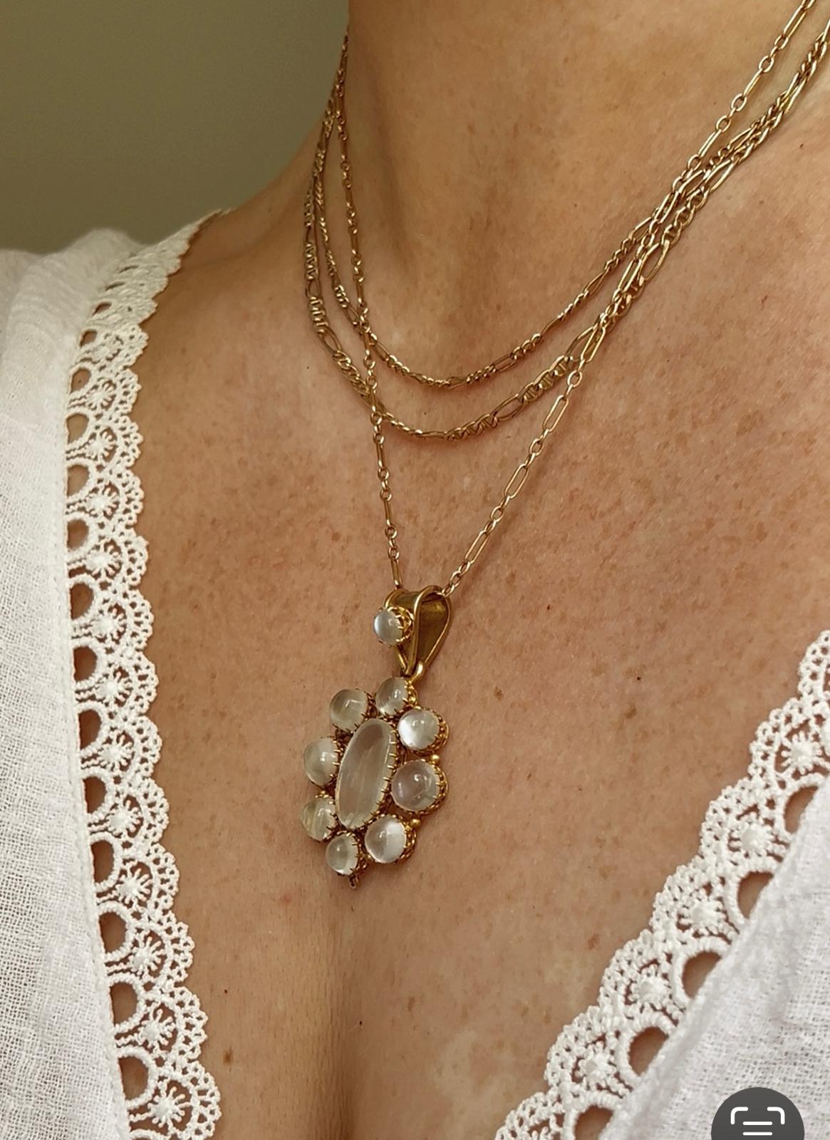 Late 19th Century 9k Gold and Moonstone Pendant