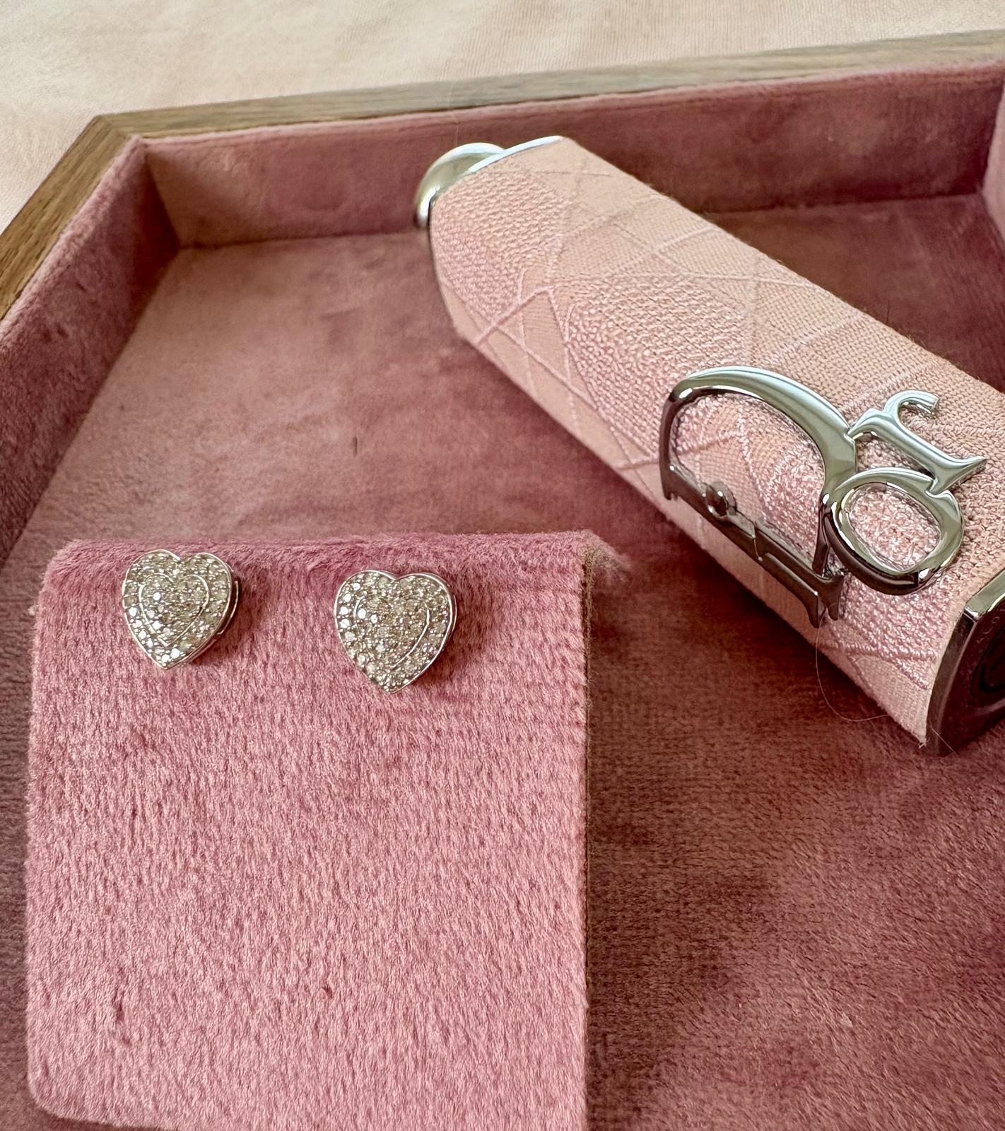 Pretty Diamond Heart Earrings in 9ct White Gold