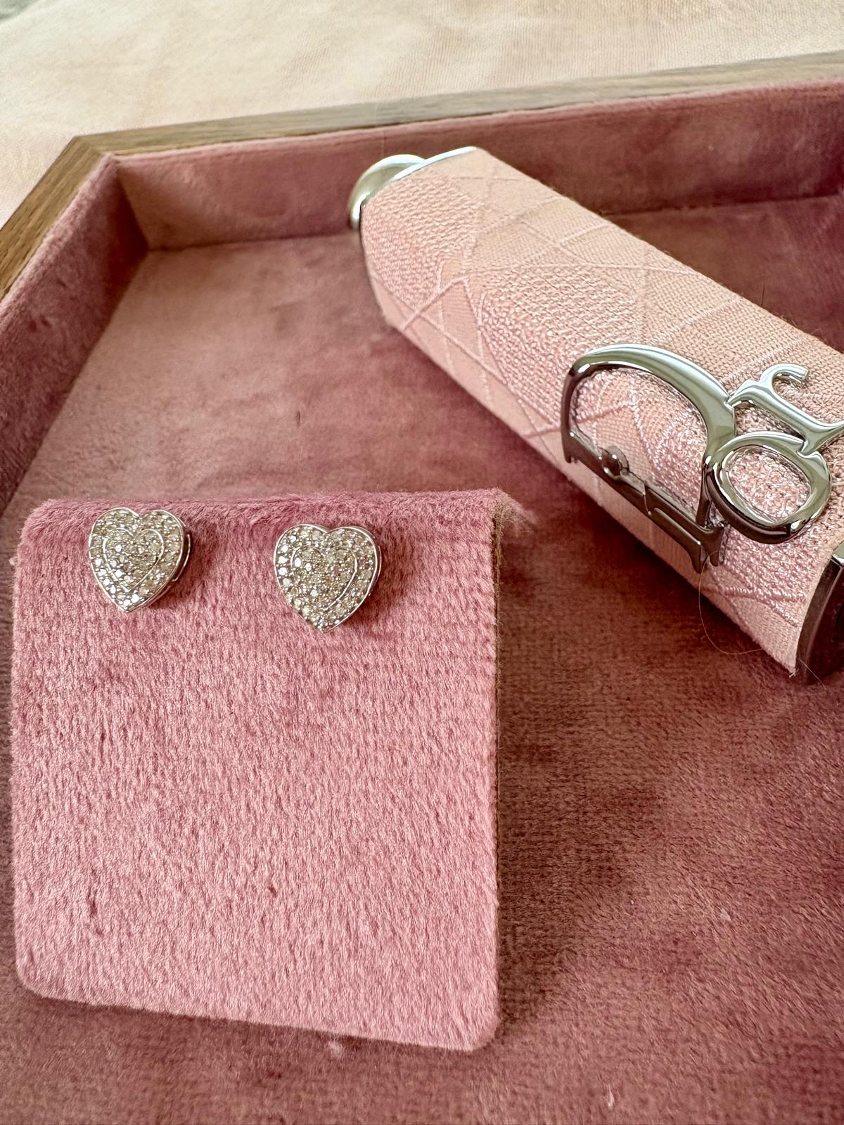 Pretty Diamond Heart Earrings in 9ct White Gold