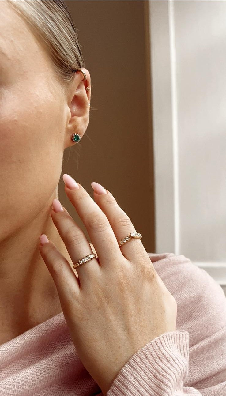 Gorgeous Emerald and Diamond Earrings in 9ct Gold