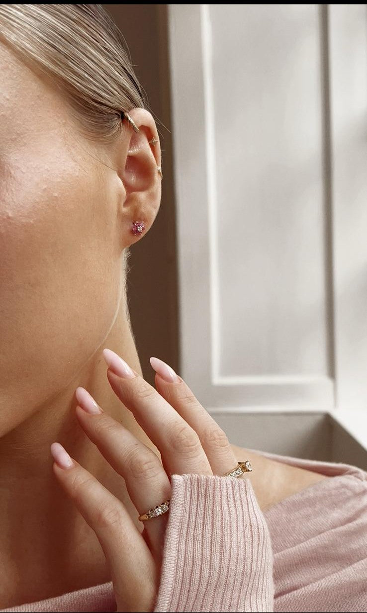 Gorgeous 18ct White Gold, Pink Sapphire and Diamond Earrings
