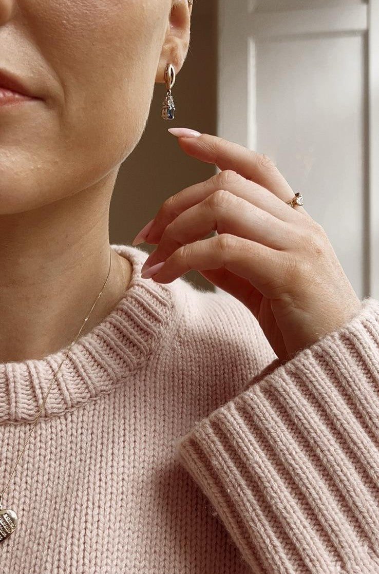 Wonderful Vintage 9ct Gold, Sapphire and Diamond Drop Earrings