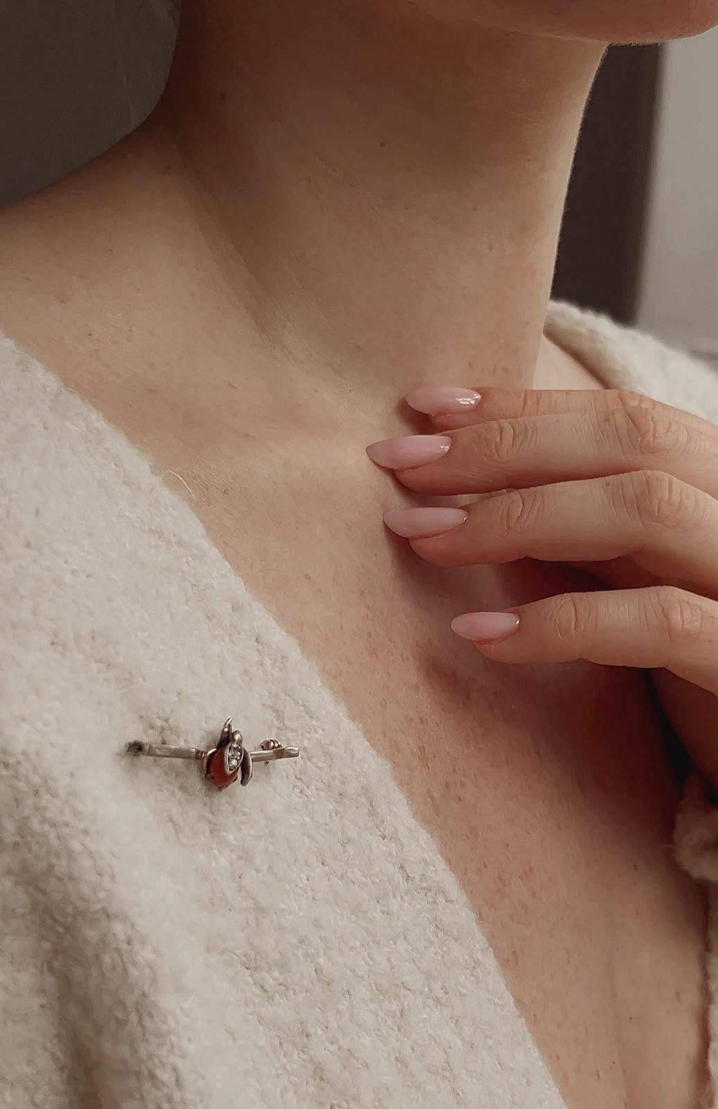 Wonderful Antique 14k Gold, Coral and Old-Cut Diamond LadyBird Brooch