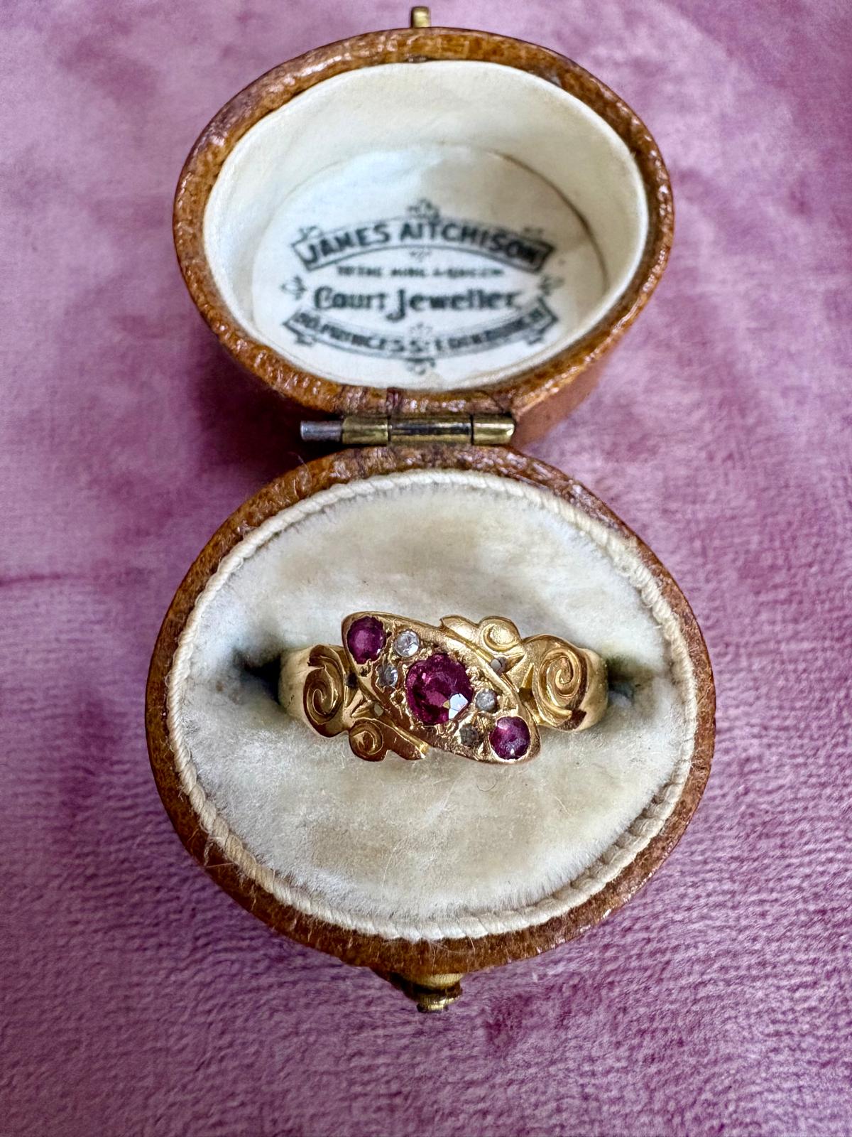 Pretty Early 20th Century 18ct Gold, Ruby and Diamond Ring