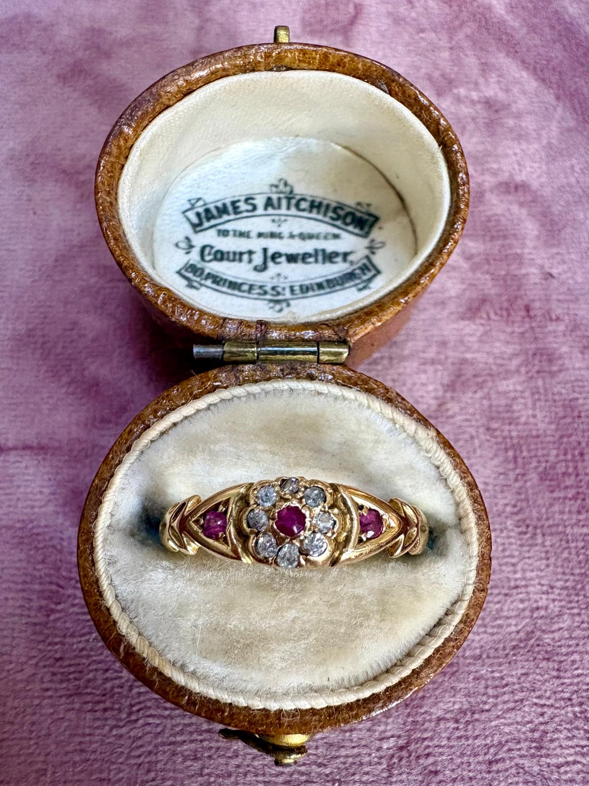 Very Pretty Victorian 18ct Gold Ruby and Diamond Ring
