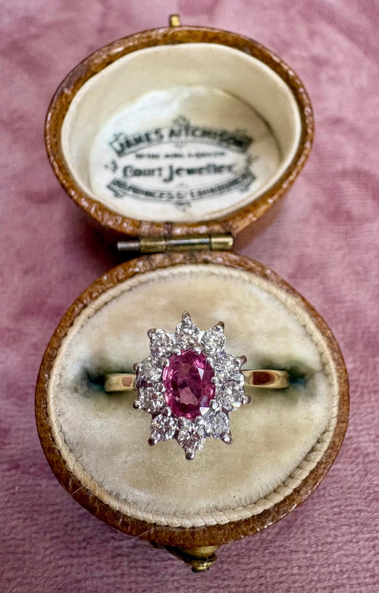 Beautiful Modern 18ct Gold Ruby and Diamond Cluster Ring