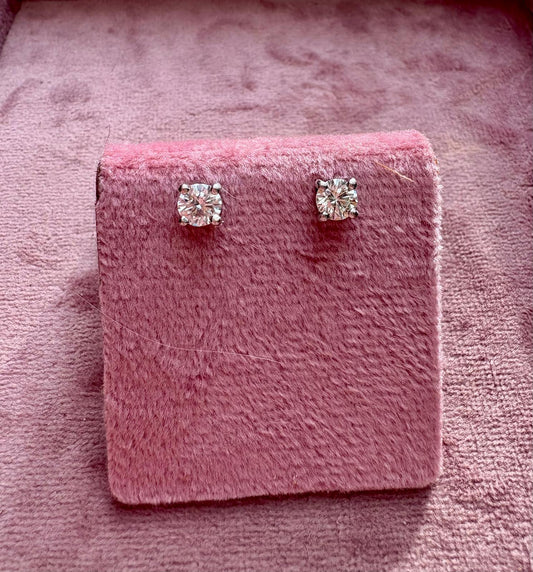 Beautiful Modern 18ct White Gold and 0.8ct Total Natural Diamond Stud Earrings
