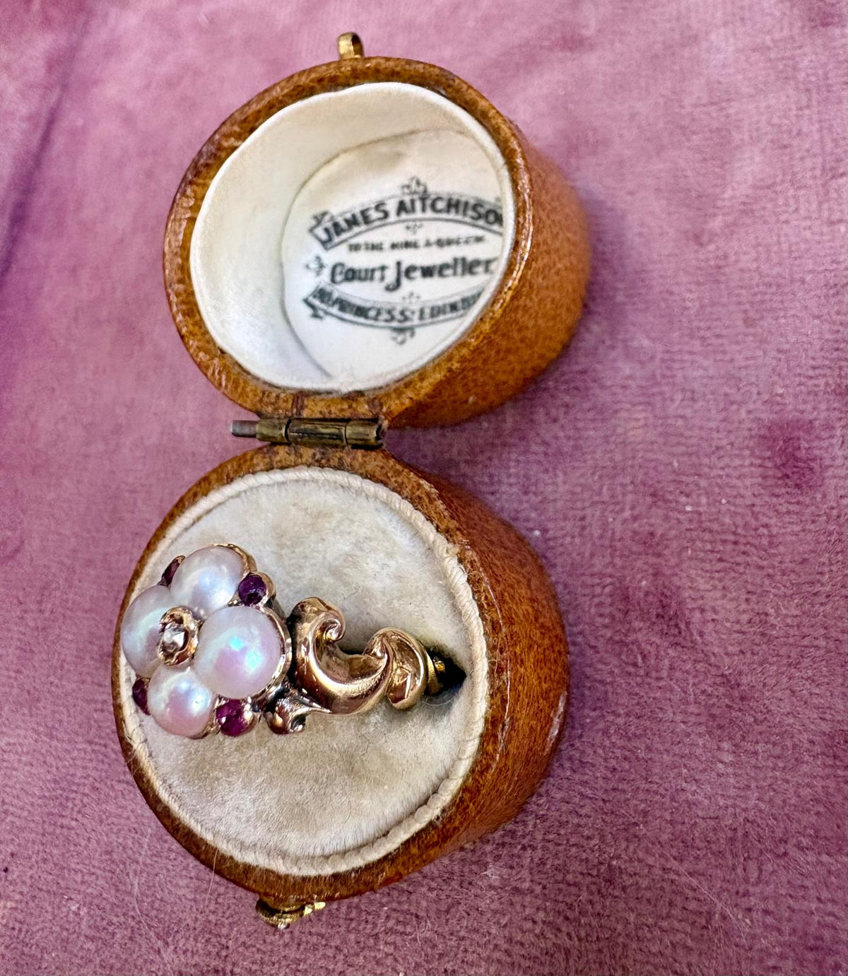 Absolutely Stunning Victorian 18ct Gold Pearl, Ruby and Diamond Cluster Ring