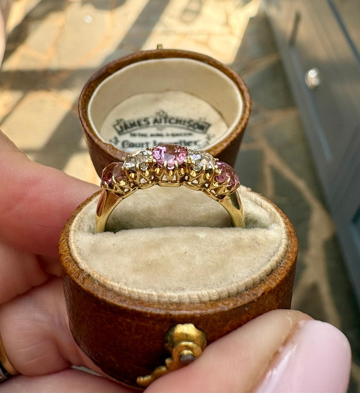 The Most Beautiful Early 20th Century 18ct Gold, Pink Tourmaline and Diamond Ring