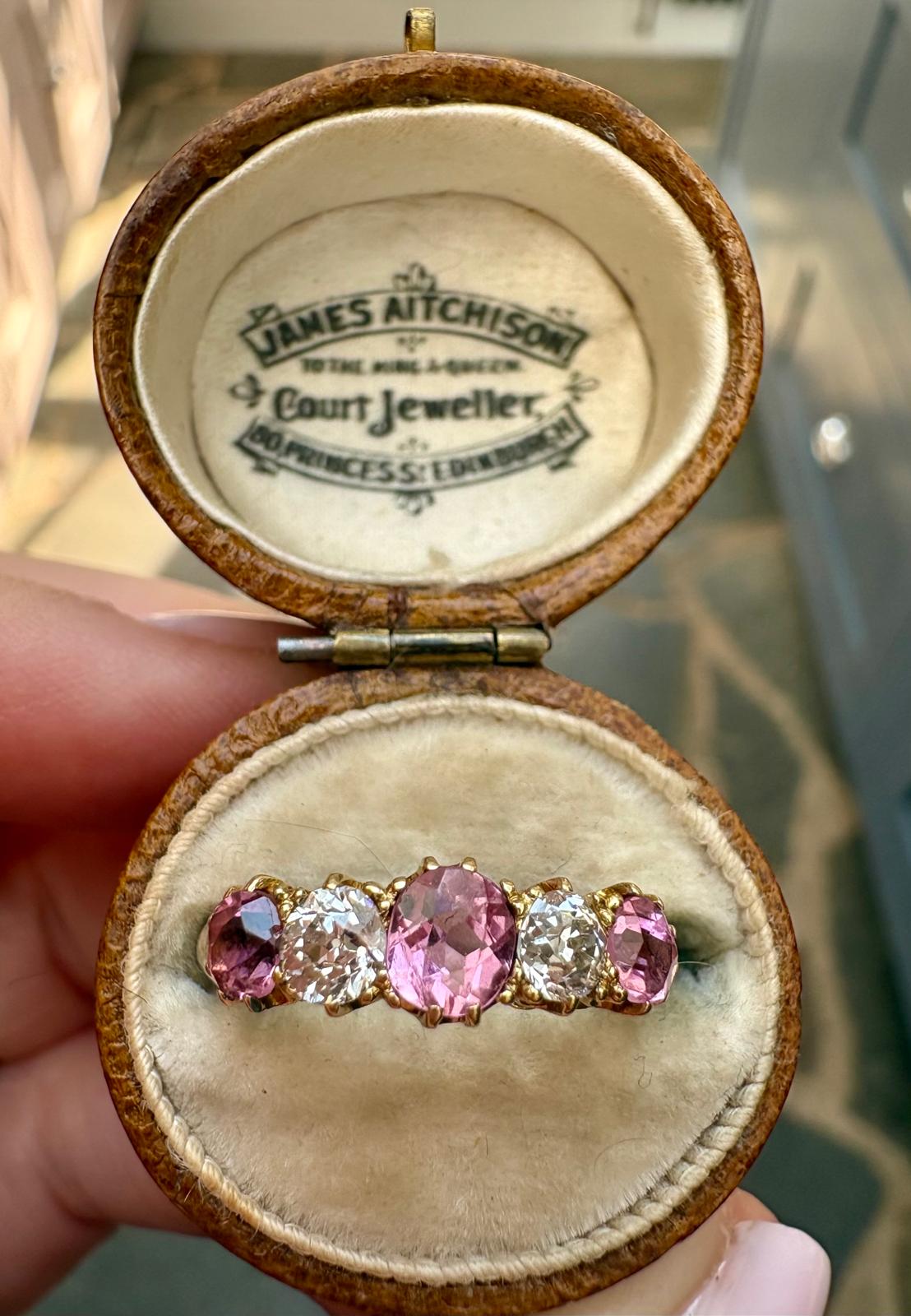 The Most Beautiful Early 20th Century 18ct Gold, Pink Tourmaline and Diamond Ring